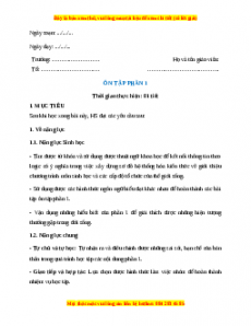 Giáo án Bài ôn tập phần 1 Sinh học 10 Cánh diều