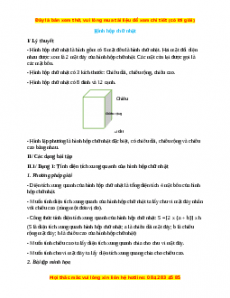 Chuyên đề Hình hộp chữ nhật Toán 5 năm 2023