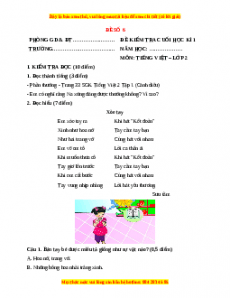 Đề thi học kì 1 Tiếng Việt lớp 2 Cánh diều - Đề 6