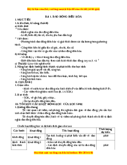 Giáo án Vật lí 12 Chương 1 Bài 1: Dao động điều hòa