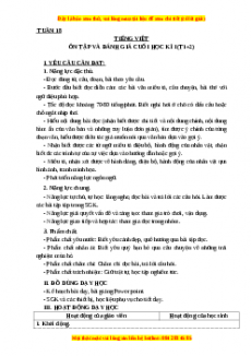 Giáo án Ôn tập và đánh giá cuối học kỳ I (T1+2) Tiếng việt 3 Kết nối tri thức