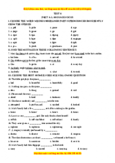 Test 6 - Bộ đề bồi dưỡng học sinh giỏi tiếng Anh toàn diện lớp 6 - Giáo viên Linh Đan