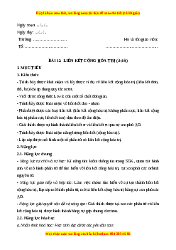 Giáo án Bài 12: Liên kết cộng hóa trị Hóa học 10 Kết nối tri thức