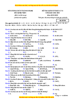 Đề thi Hóa học Khảo sát kỳ II Sở Nam Định năm 2023