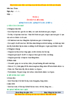 Giáo án Hình tam giác. Hình tứ giác Toán 3 Chân trời sáng tạo