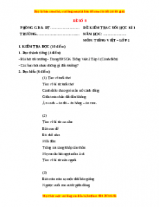 Đề thi học kì 1 Tiếng Việt lớp 2 Cánh diều - Đề 8