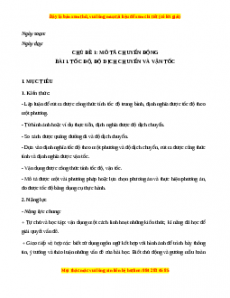 Giáo án Bài 1 Vật lí 10 Cánh diều (2024): Tốc độ, độ dịch chuyển và vận tốc
