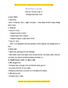 Giáo án Tin học 10 Bài 28 (Kết nối tri thức): Phạm vi của biến