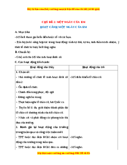 Giáo án Một ngày của em HĐTN 1 Chân trời sáng tạo