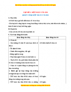 Giáo án Một ngày của em HĐTN 1 Chân trời sáng tạo