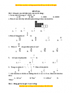 Đề thi Toán lớp 4 cuối kì 2 (Đề 44)
