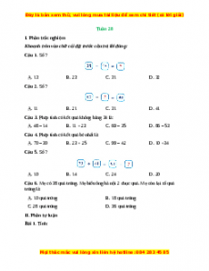 Phiếu bài tập cuối tuần Toán lớp 1 Tuần 28 Kết nối tri thức