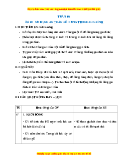 Giáo án HĐTN lớp 1 Tuần 16