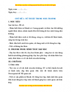 Giáo án Mĩ thuật 1 Kết nối tri thức Chủ đề 1: Mĩ thuật trong nhà trường