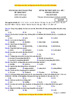 Đề thi thử Hóa học Sở Hà Tĩnh lần 2 năm 2023