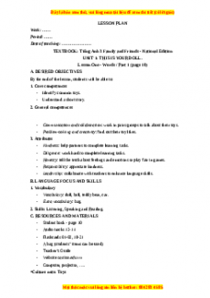 Giáo án Unit 1 Tiếng anh 3 family and friends