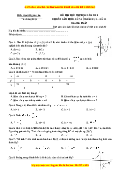 Đề thi thử THPT Quốc Gia môn Toán có đáp án (đề 11 ) - thầy Trần Công Diệu