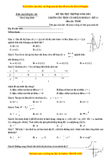 Đề thi thử THPT Quốc Gia môn Toán có đáp án (đề 11 ) - thầy Trần Công Diệu