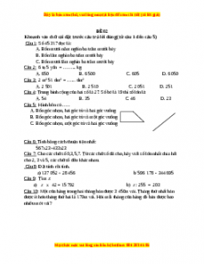 Đề thi Toán lớp 4 cuối kì 1 năm 2022 - 2023 (Đề 2)