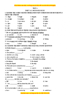 Test 4 - Bộ đề bồi dưỡng học sinh giỏi tiếng Anh toàn diện lớp 6 - Giáo viên Linh Đan