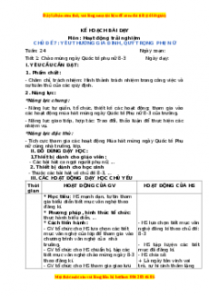 Giáo án HĐTN 3 Tuần 24 Chân trời sáng tạo: Yêu thương gia đình, quý trọng phụ nữ
