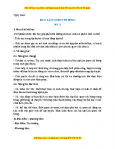 Giáo án Bài 2: Làm quen với bóng Giáo dục thể chất lớp 1 Chân trời sáng tạo