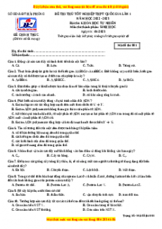 Đề thi thử Sinh học trường Chuyên Trần Phú - Hải Phòng lần 1 năm 2023