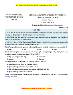 Đề thi thử Sinh học trường Chuyên Lam Sơn - Thanh Hóa lần 1 năm 2023