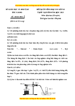 Đề thi vào 10 môn Hóa học năm 2023 - Trường THPT Chuyên Bắc Giang