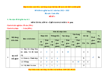 Đề thi giữa kì 2 Toán 10 Cánh diều năm 2022 - 2023 có đáp án (Đề 1)