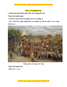 Lý thuyết Lịch sử 7 Cánh diều Bài 12: Vương quốc Lào