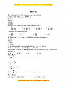 Đề thi Toán lớp 4 cuối kì 2 (Đề 21)