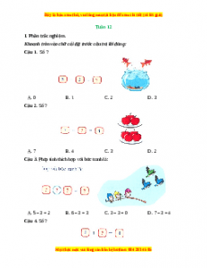 Phiếu bài tập cuối tuần Toán lớp 1 Tuần 12 Kết nối tri thức