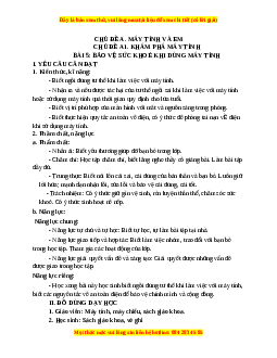 Giáo án Tin học 3 Cánh diều Bài 5: Bảo vệ sức khỏe khi dùng máy tính