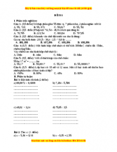 Bộ đề thi Toán 5 học kì 2 năm 2022 - 2023 - Đề 11
