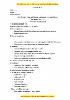 Giáo án Starter Unit Tiếng anh 3 family and friends