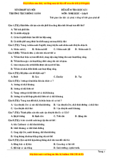 Đề thi học kì 1 Sinh học 8 năm 2023 trường THCS Đông Xuân - Hà Nội