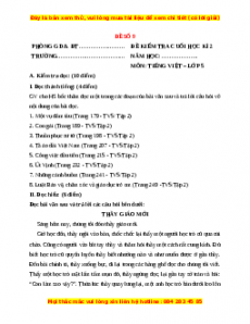 Đề thi cuối kì 2 Tiếng Việt lớp 5 năm 2023 (Đề 29)