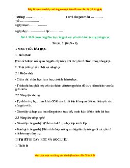 Giáo án Bài 3: Mối quan hệ giữa cây trồng và các yếu tố chính trong trồng trọt Công nghệ 10 Cánh diều