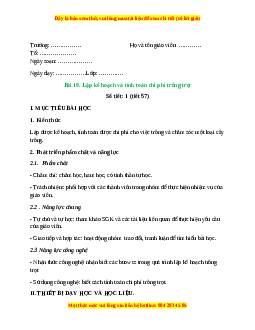 Giáo án Bài 19: Lập kế hoạch và tính toán chi phí trồng trọt Công nghệ 10 Cánh diều