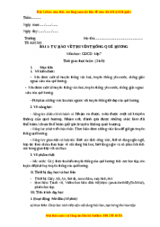 Giáo án GDCD 7 Bài 1 (Kết nối tri thức): Tự hào về truyền thống quê hương