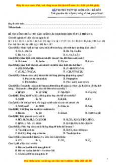 Đề thi thử THPT Quốc Gia môn Hóa có đáp án ( đề 9 ) - thầy Phạm Thanh Tùng
