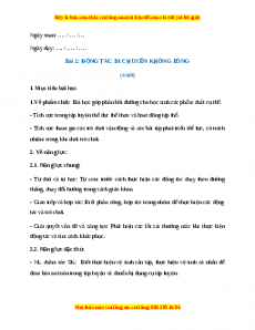 Giáo án Bài 2: Động tác di chuyển không bóng Giáo dục thể chất lớp 1 Kết nối tri thức