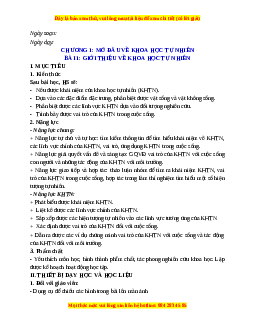 Giáo án Bài 1 KHTN 6 Kết nối tri thức (2024): Giới thiệu về khoa học tự nhiên