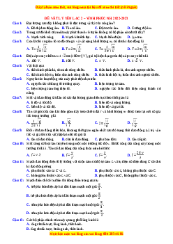 Đề thi thử Vật lí trường Yên Lạc 2 - Vĩnh Phúc năm 2023