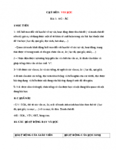 Giáo án Vui học Tiếng việt lớp 1 Chân trời sáng tạo