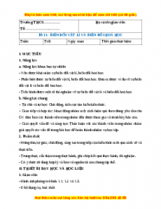 Giáo án Biến đổi vật lý và biến đổi hóa học Hóa học 8 Cánh diều