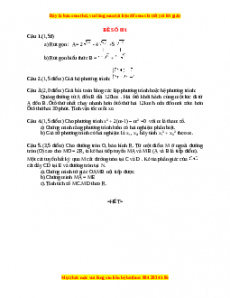 Đề thi Toán 9 học kì 2 năm 2022 - 2023 - Tập 1 Đề 1