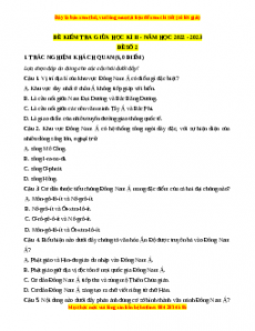 Đề thi giữa kì 2 Lịch sử 10 Chân trời sáng tạo (Đề 2)
