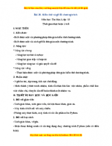 Giáo án Tin học 10 Bài 30 (Kết nối tri thức): Kiểm thử và gỡ lỗi chương trình